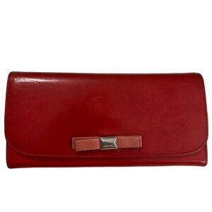 Miu Miu Red Long Wallet with Pink Ribbon - Pre-Owned Condition